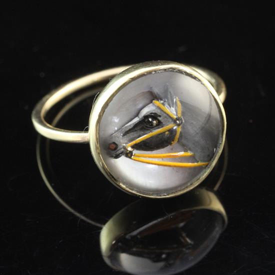 A gold and Essex crystal ring, size M.